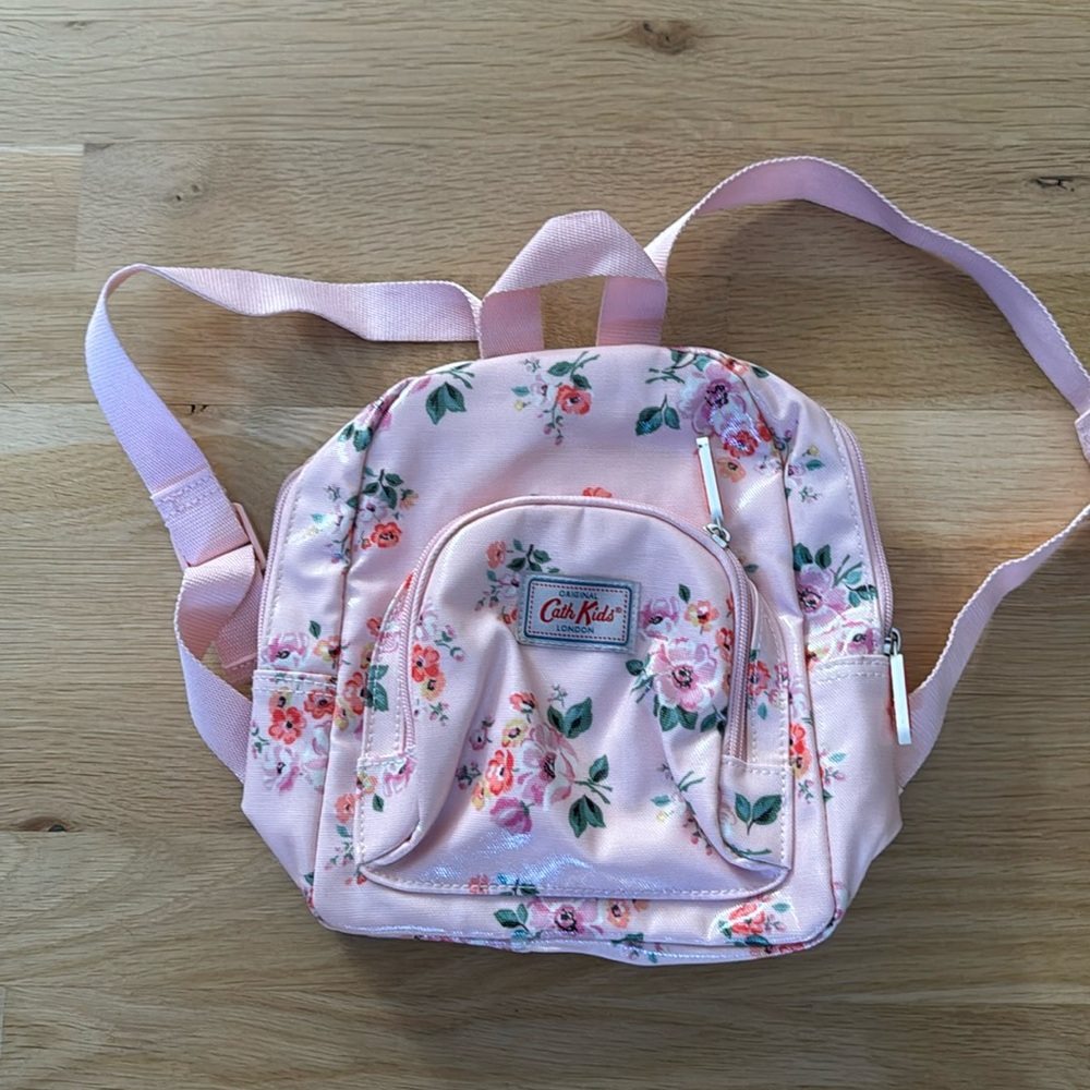 Cath Kids by Cath Kidston coated canvas toddler backpack. Pink floral pa…